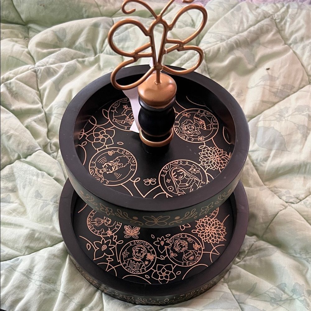 encanto wooden jewelry tray black and gold